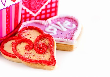 Homemade baked shortbread Valentine cookies with icing and gift boxes Stock Photo - Budget Royalty-Free & Subscription, Code: 400-04158537