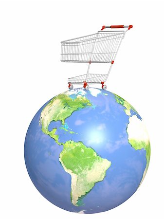 simsearch:400-05686289,k - Global shopping - shopping cart on Earth Stock Photo - Budget Royalty-Free & Subscription, Code: 400-04158599