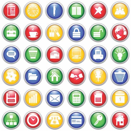simsearch:400-06454080,k - Business and office set of different vector web icons Stock Photo - Budget Royalty-Free & Subscription, Code: 400-04159105