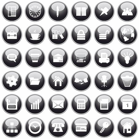 simsearch:400-04650271,k - Business and office set of different vector web icons Stock Photo - Budget Royalty-Free & Subscription, Code: 400-04159106