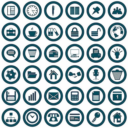 simsearch:400-06454080,k - Business and office set of different vector web icons Stock Photo - Budget Royalty-Free & Subscription, Code: 400-04159108