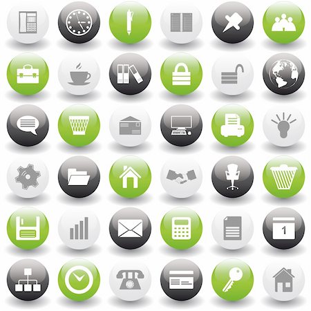 simsearch:400-06454080,k - Business and office set of different vector web icons Stock Photo - Budget Royalty-Free & Subscription, Code: 400-04159111