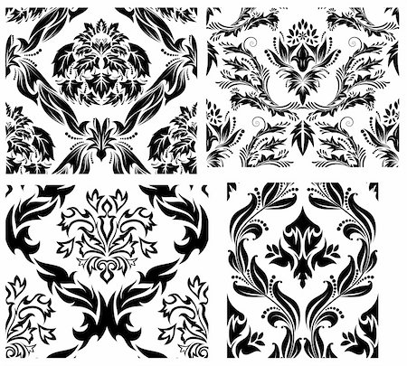 simsearch:400-08022503,k - Damask seamless vector patterns set.  For easy making seamless pattern just drag all group into swatches bar, and use it for filling any contours. Stock Photo - Budget Royalty-Free & Subscription, Code: 400-04159175