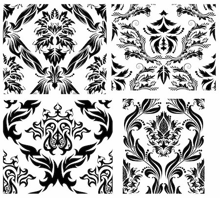 simsearch:400-08022503,k - Damask seamless vector patterns set.  For easy making seamless pattern just drag all group into swatches bar, and use it for filling any contours. Stock Photo - Budget Royalty-Free & Subscription, Code: 400-04159176