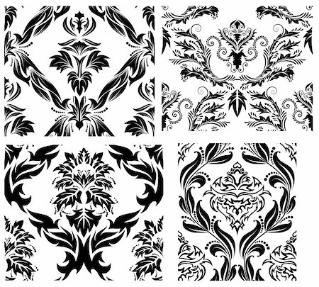 simsearch:400-08164930,k - Damask seamless vector patterns set.  For easy making seamless pattern just drag all group into swatches bar, and use it for filling any contours. Stock Photo - Budget Royalty-Free & Subscription, Code: 400-04159178