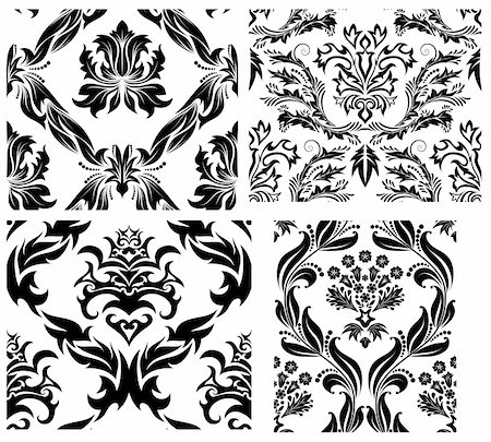 simsearch:400-08022503,k - Damask seamless vector patterns set.  For easy making seamless pattern just drag all group into swatches bar, and use it for filling any contours. Stock Photo - Budget Royalty-Free & Subscription, Code: 400-04159179