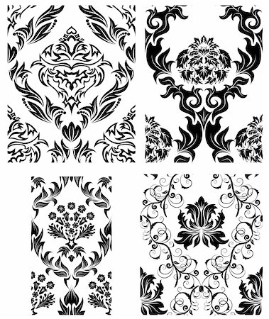 simsearch:400-08022503,k - Damask seamless vector patterns set.  For easy making seamless pattern just drag all group into swatches bar, and use it for filling any contours. Stock Photo - Budget Royalty-Free & Subscription, Code: 400-04159187