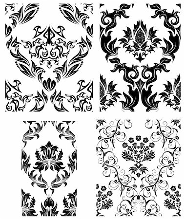 simsearch:400-08164930,k - Damask seamless vector patterns set.  For easy making seamless pattern just drag all group into swatches bar, and use it for filling any contours. Stock Photo - Budget Royalty-Free & Subscription, Code: 400-04159189