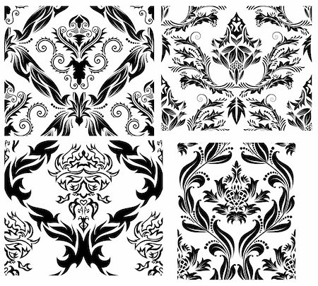 simsearch:400-08022503,k - Damask seamless vector patterns set.  For easy making seamless pattern just drag all group into swatches bar, and use it for filling any contours. Stock Photo - Budget Royalty-Free & Subscription, Code: 400-04159180