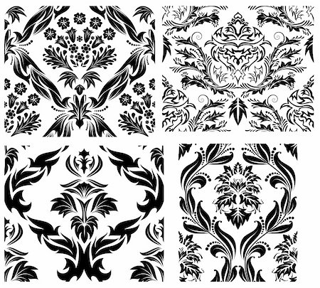 simsearch:400-08164930,k - Damask seamless vector patterns set.  For easy making seamless pattern just drag all group into swatches bar, and use it for filling any contours. Stock Photo - Budget Royalty-Free & Subscription, Code: 400-04159182