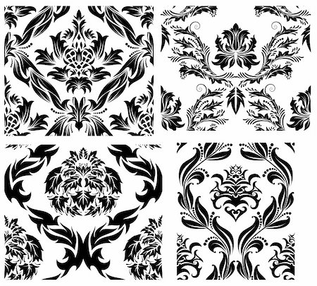 simsearch:400-08164930,k - Damask seamless vector patterns set.  For easy making seamless pattern just drag all group into swatches bar, and use it for filling any contours. Stock Photo - Budget Royalty-Free & Subscription, Code: 400-04159183