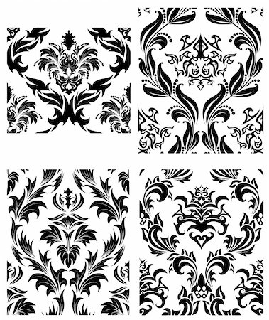 simsearch:400-08022503,k - Damask seamless vector patterns set.  For easy making seamless pattern just drag all group into swatches bar, and use it for filling any contours. Stock Photo - Budget Royalty-Free & Subscription, Code: 400-04159194