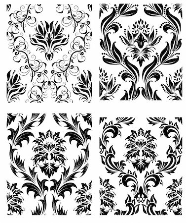 simsearch:400-08022503,k - Damask seamless vector patterns set.  For easy making seamless pattern just drag all group into swatches bar, and use it for filling any contours. Stock Photo - Budget Royalty-Free & Subscription, Code: 400-04159195