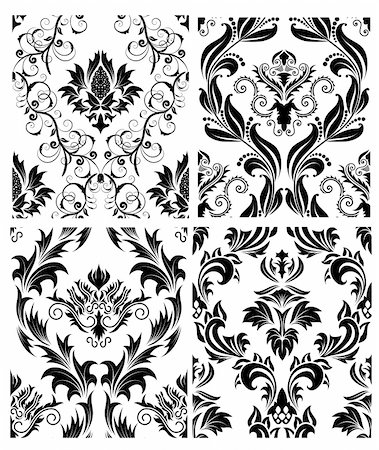 simsearch:400-08022503,k - Damask seamless vector patterns set.  For easy making seamless pattern just drag all group into swatches bar, and use it for filling any contours. Stock Photo - Budget Royalty-Free & Subscription, Code: 400-04159196