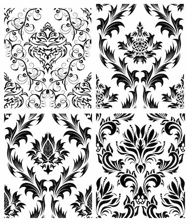 simsearch:400-08164930,k - Damask seamless vector patterns set.  For easy making seamless pattern just drag all group into swatches bar, and use it for filling any contours. Stock Photo - Budget Royalty-Free & Subscription, Code: 400-04159198