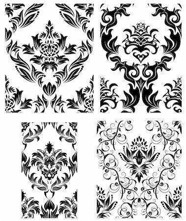 simsearch:400-08022503,k - Damask seamless vector patterns set.  For easy making seamless pattern just drag all group into swatches bar, and use it for filling any contours. Stock Photo - Budget Royalty-Free & Subscription, Code: 400-04159191