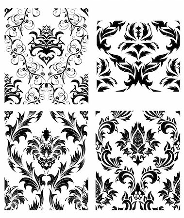 simsearch:400-08164930,k - Damask seamless vector patterns set.  For easy making seamless pattern just drag all group into swatches bar, and use it for filling any contours. Stock Photo - Budget Royalty-Free & Subscription, Code: 400-04159192