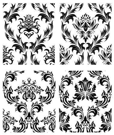 simsearch:400-08022503,k - Damask seamless vector patterns set.  For easy making seamless pattern just drag all group into swatches bar, and use it for filling any contours. Stock Photo - Budget Royalty-Free & Subscription, Code: 400-04159200