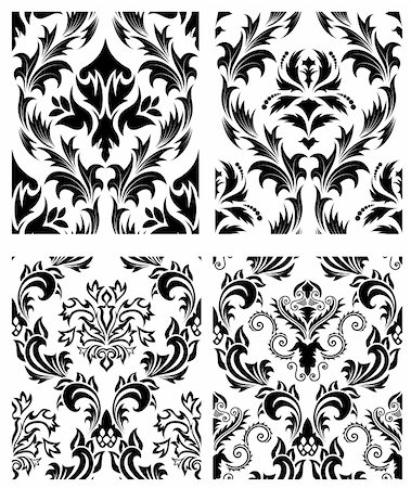 simsearch:400-08164930,k - Damask seamless vector patterns set.  For easy making seamless pattern just drag all group into swatches bar, and use it for filling any contours. Stock Photo - Budget Royalty-Free & Subscription, Code: 400-04159202