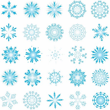 Collection of vector snowflakes in different shape Stock Photo - Budget Royalty-Free & Subscription, Code: 400-04159211