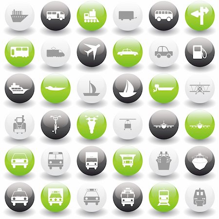 pictograms trains - Transportation set of different vector web icons Stock Photo - Budget Royalty-Free & Subscription, Code: 400-04159227