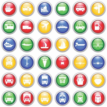 simsearch:400-05704770,k - Transportation set of different vector web icons Foto de stock - Super Valor sin royalties y Suscripción, Código: 400-04159221