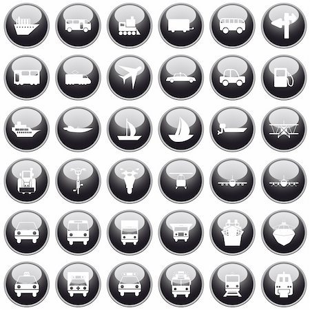 pictograms trains - Transportation set of different vector web icons Stock Photo - Budget Royalty-Free & Subscription, Code: 400-04159222