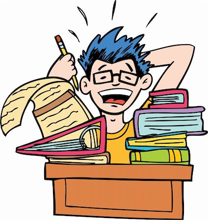 Student is overwhelmed by his homework. Stock Photo - Budget Royalty-Free & Subscription, Code: 400-04159813
