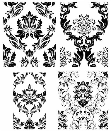 simsearch:400-08022503,k - Damask seamless vector patterns set.  For easy making seamless pattern just drag all group into swatches bar, and use it for filling any contours. Stock Photo - Budget Royalty-Free & Subscription, Code: 400-04159916