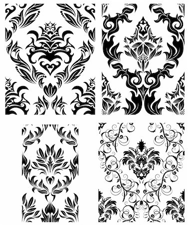 simsearch:400-08164930,k - Damask seamless vector patterns set.  For easy making seamless pattern just drag all group into swatches bar, and use it for filling any contours. Stock Photo - Budget Royalty-Free & Subscription, Code: 400-04159919