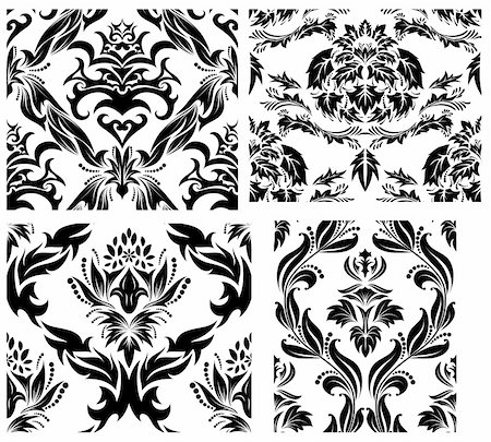 simsearch:400-08022503,k - Damask seamless vector patterns set.  For easy making seamless pattern just drag all group into swatches bar, and use it for filling any contours. Stock Photo - Budget Royalty-Free & Subscription, Code: 400-04159913