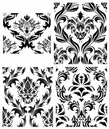 simsearch:400-08022503,k - Damask seamless vector patterns set.  For easy making seamless pattern just drag all group into swatches bar, and use it for filling any contours. Stock Photo - Budget Royalty-Free & Subscription, Code: 400-04159920