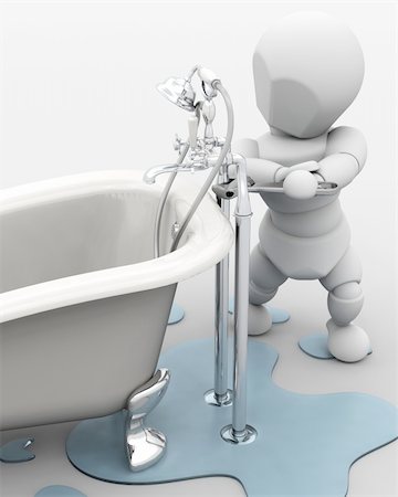 3D render of a plumber fixing a leak Stock Photo - Budget Royalty-Free & Subscription, Code: 400-04159942