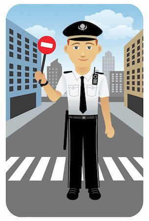 simsearch:400-08262697,k - Vector illustration of a police officer on duty. Stockbilder - Microstock & Abonnement, Bildnummer: 400-04150069