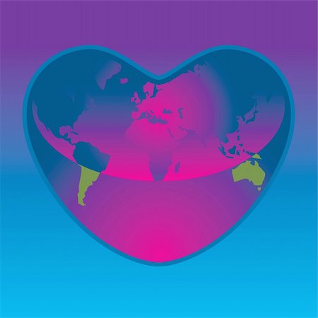 simsearch:400-05713770,k - Vector illustration from my Love Collection. Heart shaped world. Stock Photo - Budget Royalty-Free & Subscription, Code: 400-04150076