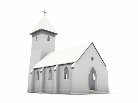 An isolated small gray church on white background Stock Photo - Budget Royalty-Free & Subscription, Code: 400-04150119