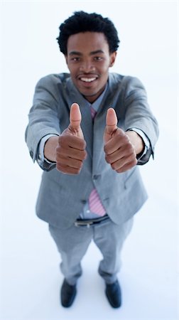 simsearch:400-04129711,k - High Angle of Afro-American businessman with thumbs up Stock Photo - Budget Royalty-Free & Subscription, Code: 400-04150263