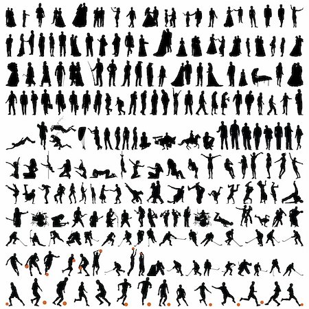 family sports silhouette - Biggest collection of people silhouettes  in different poses Stock Photo - Budget Royalty-Free & Subscription, Code: 400-04150413