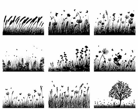 simsearch:400-04678689,k - Vector grass silhouettes backgrounds set. All objects are separated. Photographie de stock - Aubaine LD & Abonnement, Code: 400-04150439