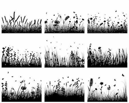 simsearch:400-08615799,k - Vector grass silhouettes backgrounds set. All objects are separated. Stock Photo - Budget Royalty-Free & Subscription, Code: 400-04150440