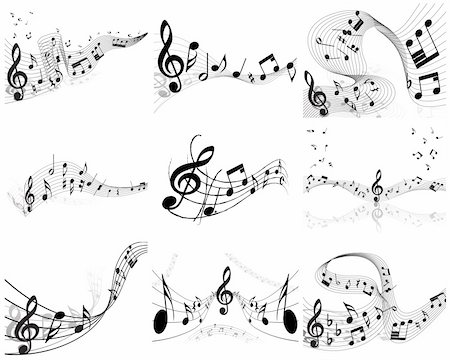 simsearch:400-04687513,k - Vector musical notes staff backgrounds set for design use Stock Photo - Budget Royalty-Free & Subscription, Code: 400-04150453