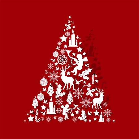 A christmas tree made up from christmas elements. Fotografie stock - Microstock e Abbonamento, Codice: 400-04150869