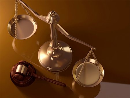 A golden justice scale and gavel - 3d render Stock Photo - Budget Royalty-Free & Subscription, Code: 400-04151743