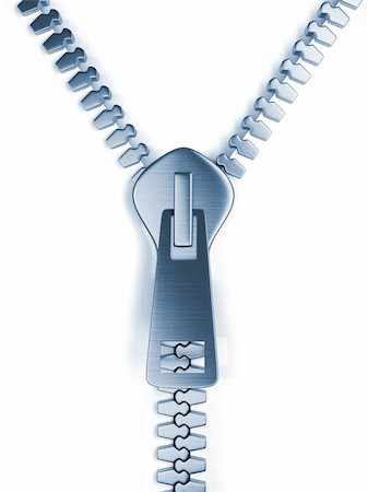 Mettalic zipper on white background - 3d render Stock Photo - Budget Royalty-Free & Subscription, Code: 400-04151855