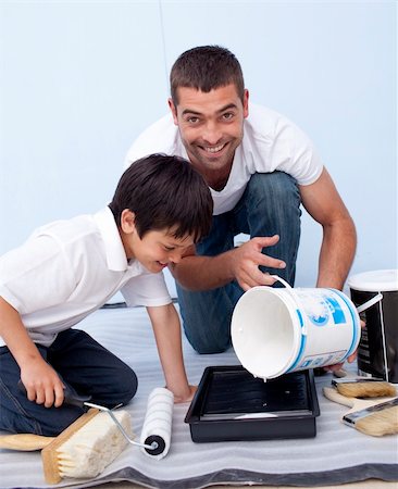 Father and son painting a bedroom together at home Stock Photo - Budget Royalty-Free & Subscription, Code: 400-04152209