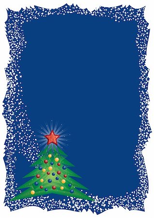 simsearch:400-04752385,k - Icy Christmas tree frame on blue background Photographie de stock - Aubaine LD & Abonnement, Code: 400-04152521
