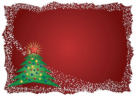 simsearch:400-04752385,k - Frosty Christmas tree frame on red background Photographie de stock - Aubaine LD & Abonnement, Code: 400-04152522