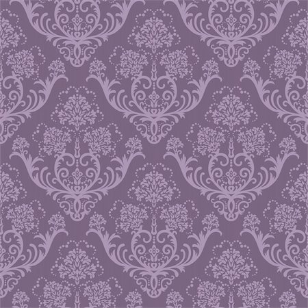 damask vector - Seamless purple floral damask wallpaper Stock Photo - Budget Royalty-Free & Subscription, Code: 400-04152523