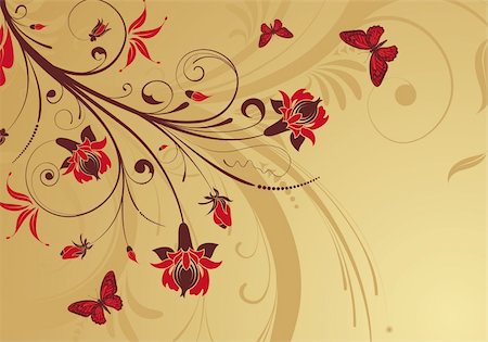 simsearch:400-04687795,k - Floral Background with butterfly, element for design, vector illustration Foto de stock - Super Valor sin royalties y Suscripción, Código: 400-04152577