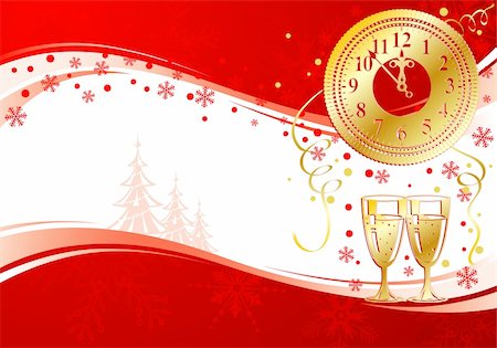 Christmas background with Clock and Goblet, element for design, vector illustration Stock Photo - Budget Royalty-Free & Subscription, Code: 400-04152622